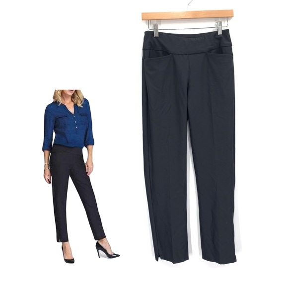 Tail Gold Black Basic Pull On Solid Stretch Woven Ankle Pant Size 4 - Picture 1 of 15